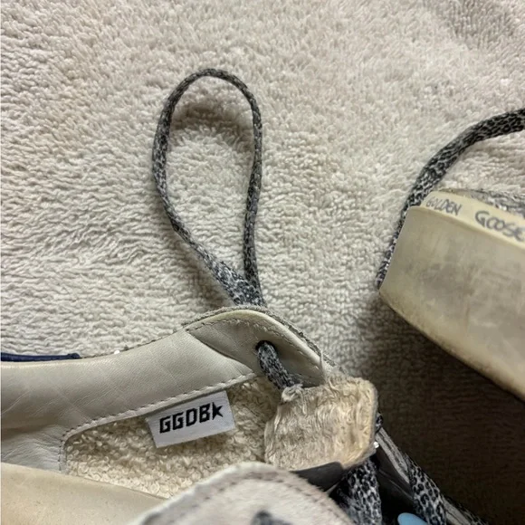 Golden Goose Hi Star Sneakers with Glitter and Blue Accents